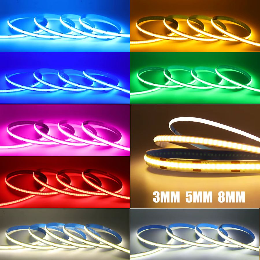 HEGEHE COB LED Streifen Licht DC 12V flexible Hintergrundbeleuchtung für TV und Wohnkultur in Weiß, Rot, Blau, Rosa oder Grün - Bild 3