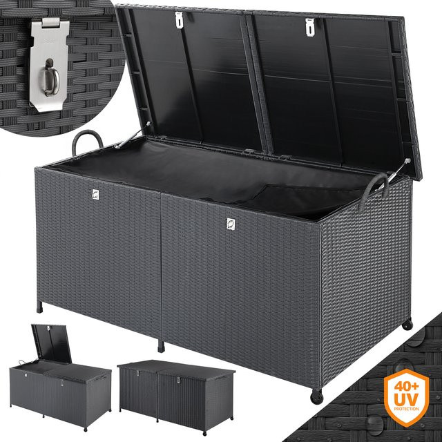 CASARIA Gartenbox aus Polyrattan in Anthrazit und Schwarz, wetterfest, abschließbar mit Rollen, 625L - Bild 1