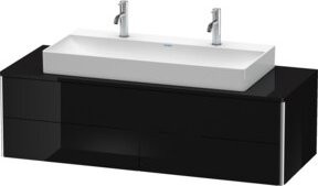 Duravit Waschtischunterschrank XSquare wandhängend mit 4 Schubladen, Schwarz Hochglanz, B/T/H: 140 x 40 x 54,8 cm - Bild 1