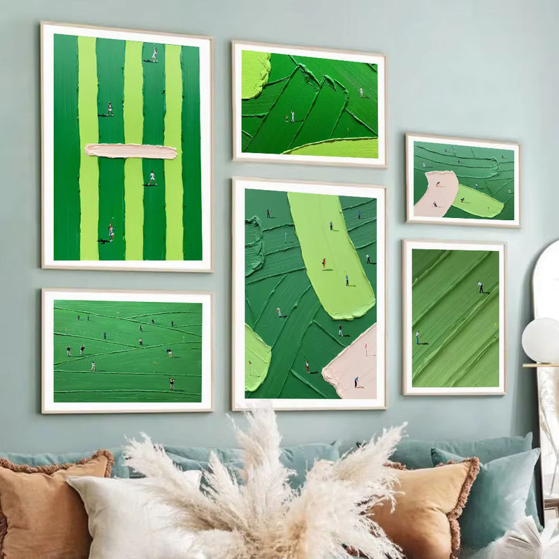 Potdemiel Abstrakte Grüne Golfszene Leinwand mit 3D-Textur im minimalistischen Nordischen Stil als moderne Wanddekoration - Bild 2