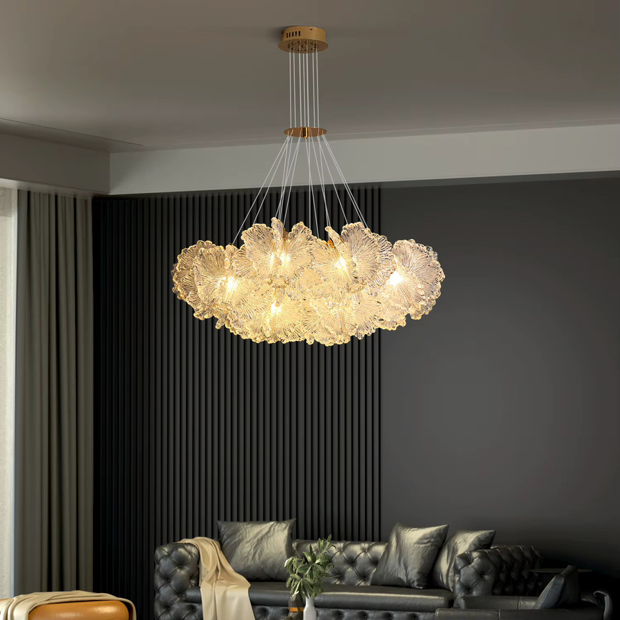 Artpad Luxus Acryl Kronleuchter in Beige und Transparent, runder Hängelampen-Stil für Esszimmer, Flur oder Home Office - Bild 3