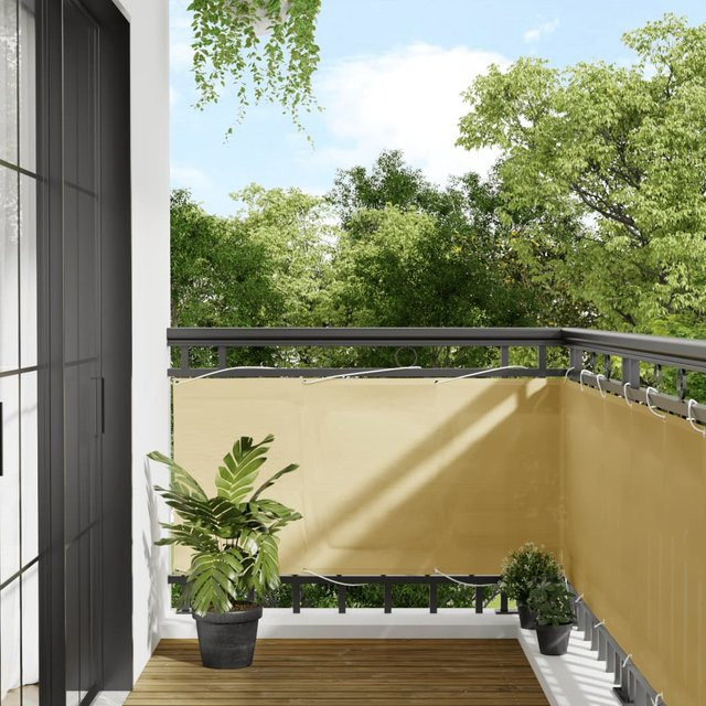 vidaXL Balkon Sichtschutz aus Polyester-Oxford in Sandfarben, Höhe: 75 cm, Breite: 300 cm - Bild 2