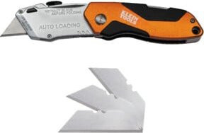 Klein Tools Klappmesser mit automatischem Nachlademechanismus aus Edelstahl und Aluminiumgriff in Orange, 18 mm Snap-Off Klinge - Bild 1