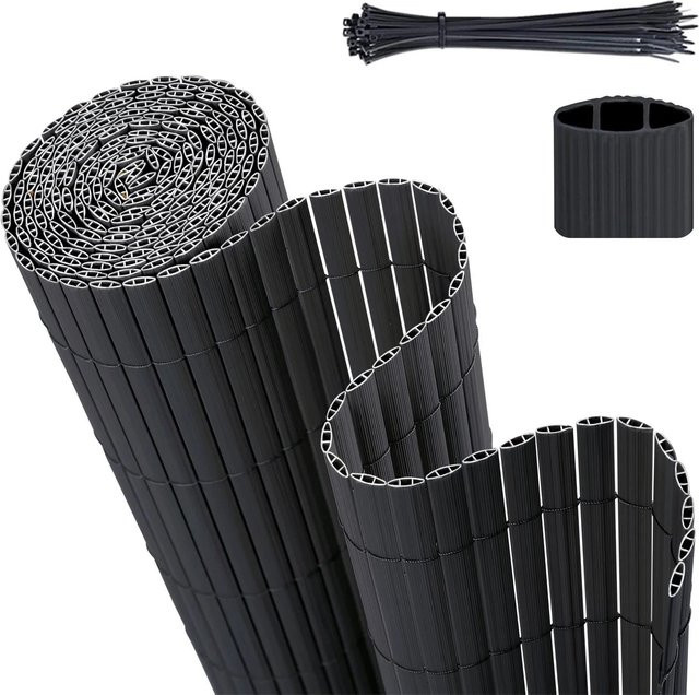 Sekey PVC Sichtschutzmatte mit doppelter Verstärkung und Kabelbindern, Anthrazit, B: 80 cm, H: 300 cm - Bild 1
