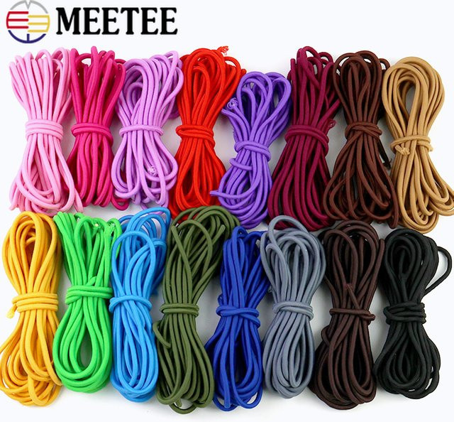 Meetee Elastisches Rundum-Gummiband in Pink und Multicolour, 4,5-5mm Durchmesser, DIY Nähzubehör als Stretch-Seil für Hosengürtel und Kopfbedeckungen - Bild 1