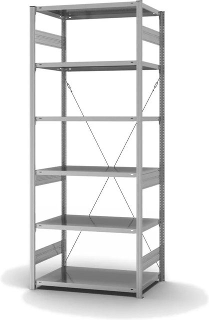 PROREGAL Edelstahlregal Stecksystem T-Profil mit 6 Ebenen, Farbe: Silber, H x B x T: 250 x 100 x 60 cm - Bild 1