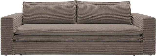 Vente-unique Schlafsofa Tilia in Taupe mit Cord-Bezug und moderner Designfunktion, Breite: 244 cm - Bild 1