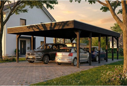 SKANHOLZ Carport Friesland aus Fichte mit Stahl-Dachplatten in Anthrazit und Schwarz, B: 546 cm, T: 860 cm - Bild 1