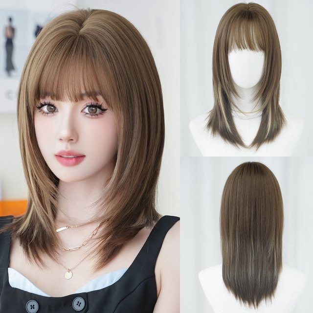 7JHH WIGS Perücke für Damen, schulterlang, braun, synthetisch - Bild 1