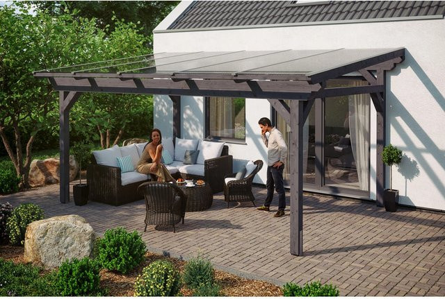 Skan Holz Terrassenüberdachung Sanremo aus Leimholz mit Polycarbonat-Dach in Schiefergrau, B/T: 541 x 400 cm - Bild 1