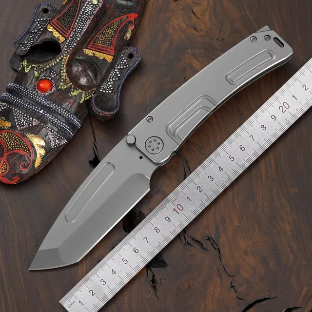 Hochhartes Taschenmesser für Outdoor und Camping mit D2-Stahlklinge und grauem Griff als EDC-Überlebensmesser - Bild 1
