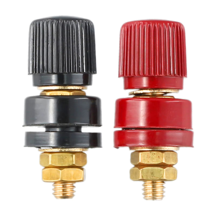 2er-Set Auto Batterie-Anschlussklemmen aus Messing mit 6mm und 8mm Bolzen in Gold - Bild 3