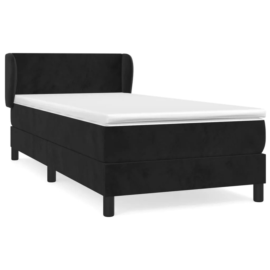 vidaXL Boxspringbett mit Matratze in Schwarz aus Samt, Hybridbett mit Taschenfederkern, B/T/H: 90 x 200 cm - Bild 2