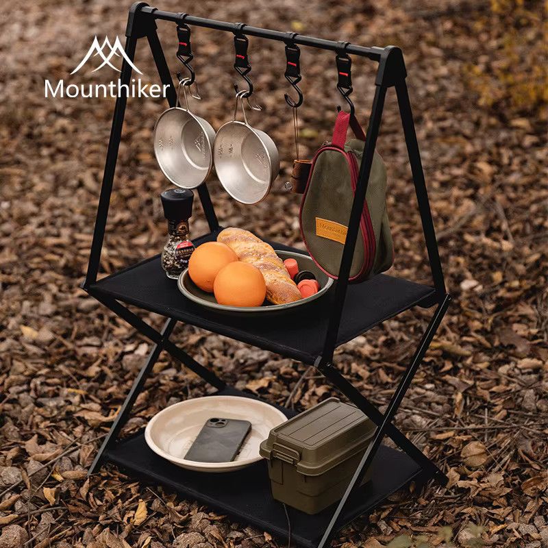 MOUNTAINHIKER Tragbarer und zusammenklappbarer 3-lagiger Campingtisch aus Aluminiumlegierung für Outdoor, Picknick und Grillen - Bild 2