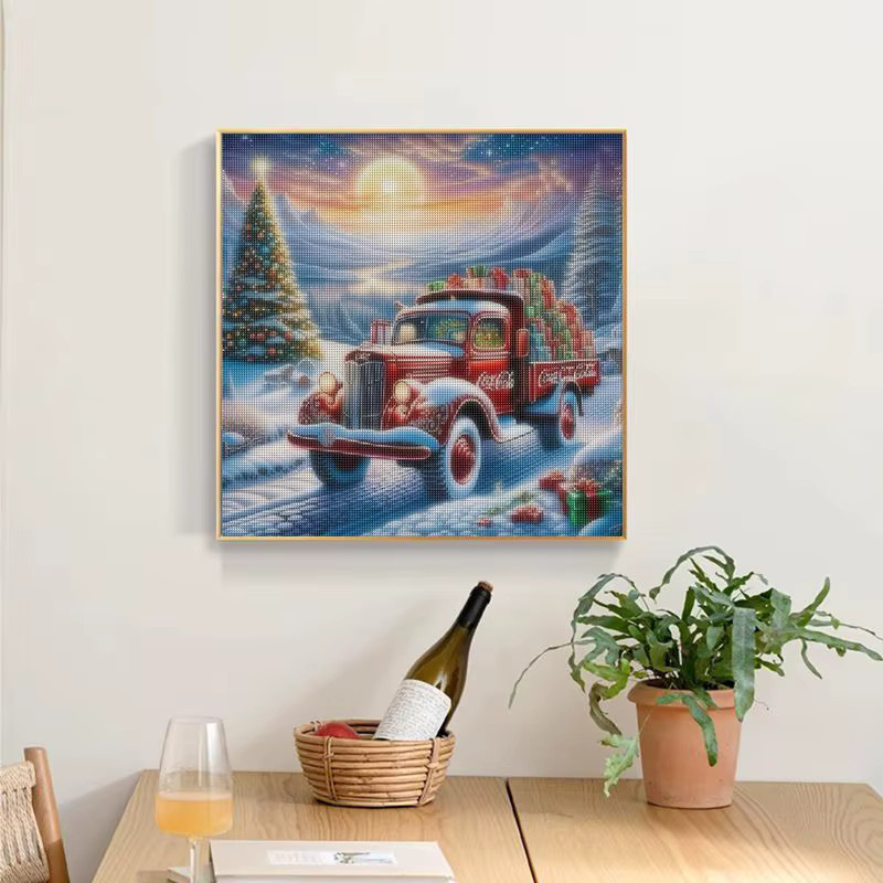 CHENISTORY Diamant-Gemälde Weihnachtslandschaft mit quadratischen Bohrern als 5D Diamant-Stickerei und Kreuzstich zur Wanddekoration, Mehrfarbig - Bild 3