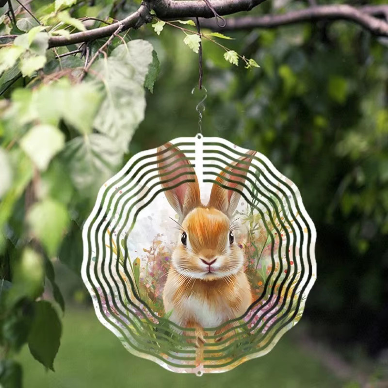 Solarbetriebenes Windspiel mit Kaninchen-Design von CIFBUY, farbwechselnde LED-Leuchten, Gartendekoration zum Aufhängen, Durchmesser: 25,4 cm, Mehrfarbig - Bild 2