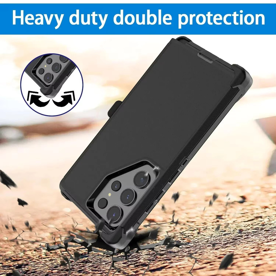 OTT-BOX 3-in-1 Rüstungshülle mit Gürtelclip für Samsung Galaxy S26 Ultra S25 S24 S23 Plus A57 A56 und weitere Modelle in Schwarz, Grau oder Weiß - Bild 5