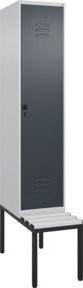 C+P Spind Classic PLUS Garderobenschrank mit Sitzbank, 1 Abteil, Lichtgrau, B/T/H: 212 x 40 x 81,5 cm - Bild 1