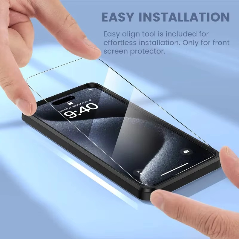 Schutzfolien-Set für Apple iPhone 16 15 14 13 12 11 Pro Max Plus Mini aus Klarglas mit 2 Rückseiten und 2 gehärteten Vordergläsern, transparent - Bild 4