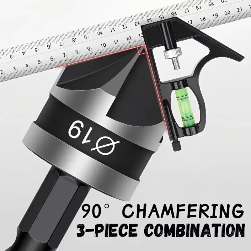 KRIOCY Senker Bohrer Set mit Sechskantschaft 90 Grad und Fünfblatt Fasen in Schwarz, 3er Set, Durchmesser: 12 mm, 16 mm, 19 mm - Bild 2