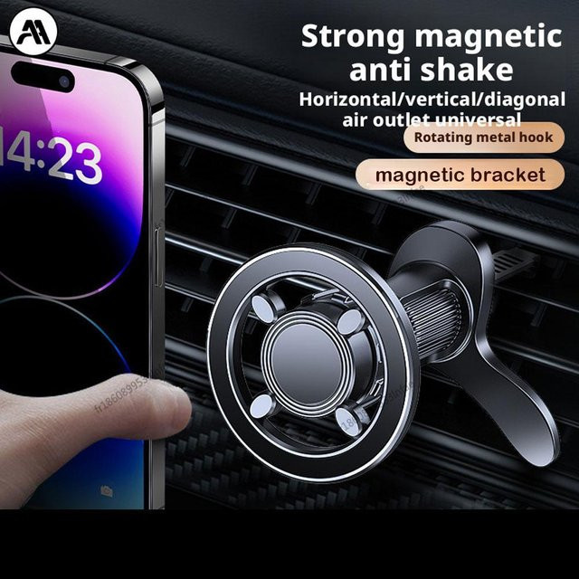 Magnetische MagSafe Autotelefonhalterung für Lüftung mit 360 Grad Drehung und Kugelkopf, schwarze GPS Halterung für iPhone und Android - Bild 1