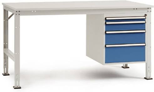 Manuflex Universal Standard Komplett-Arbeitstisch AU5645.9006 mit Multiplex-Platte in Alusilber, B/T/H: 150 x 80 x 76-87 cm - Bild 1
