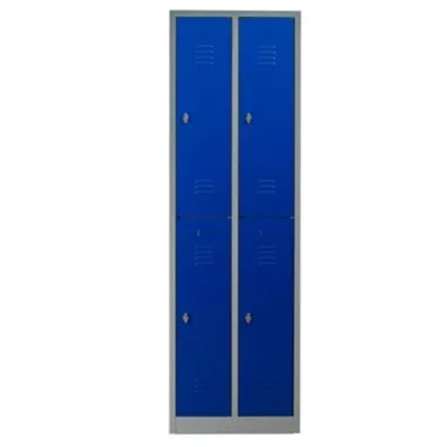 PROREGAL Garderobenspind Camel 4-Fächer aus Metall mit Vorhängeschloss und Kleiderstange, Grau-Blau, H x B x T: 195 x 60 x 50 cm - Bild 2