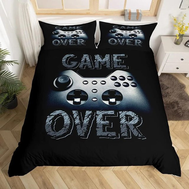 Bettwäscheset Your Warm Home mit Gamepad-Motiv für Jugendliche, 3-teilig, Farbe: Schwarz, B/H: 180 x 210 cm, inklusive Kissenbezug 50 x 70 cm - Bild 1