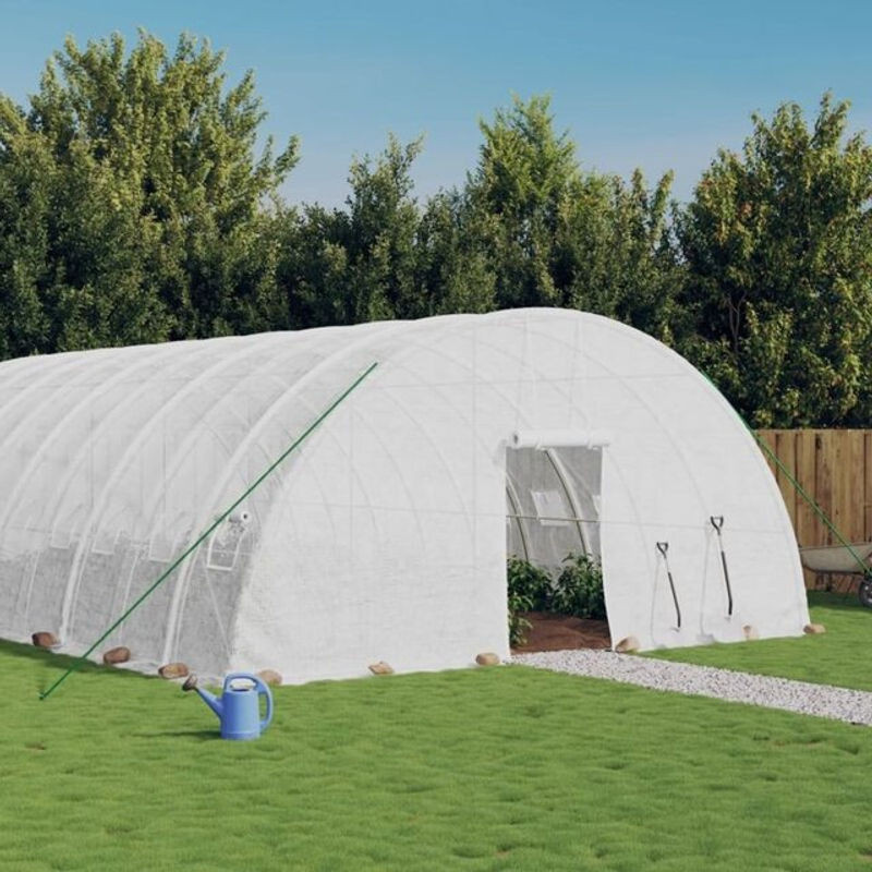 Vidaxl Gewächshaus mit Stahlrahmen und Kunststoffbespannung in Weiß, B/T/H: 16 x 6 x 2,85 m - Bild 1