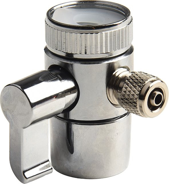 VIBRATITE Wasserhahn Umschaltventil M22 in Silber für 1/4 Zoll RO Schläuche und Wasserfiltersysteme - Bild 1