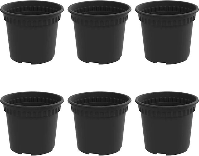 6er Set runde Blumentöpfe von vidaXL in Schwarz aus Kunststoff, Durchmesser: 12,5 cm, Höhe: 10 cm - Bild 1