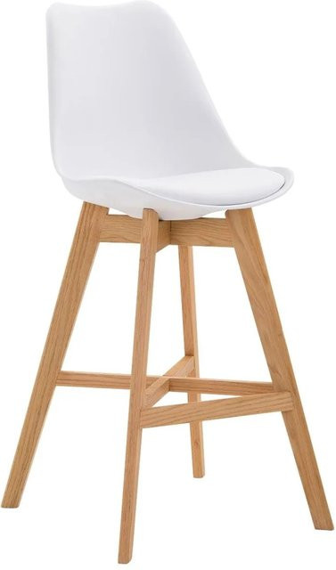 DELUKE Barhocker DUMIR Barstuhl mit Lehne in Weiß, moderner Tresenhocker für Küche und Wohnzimmer, B/T/H: 48 x 56 x 112 cm - Bild 1
