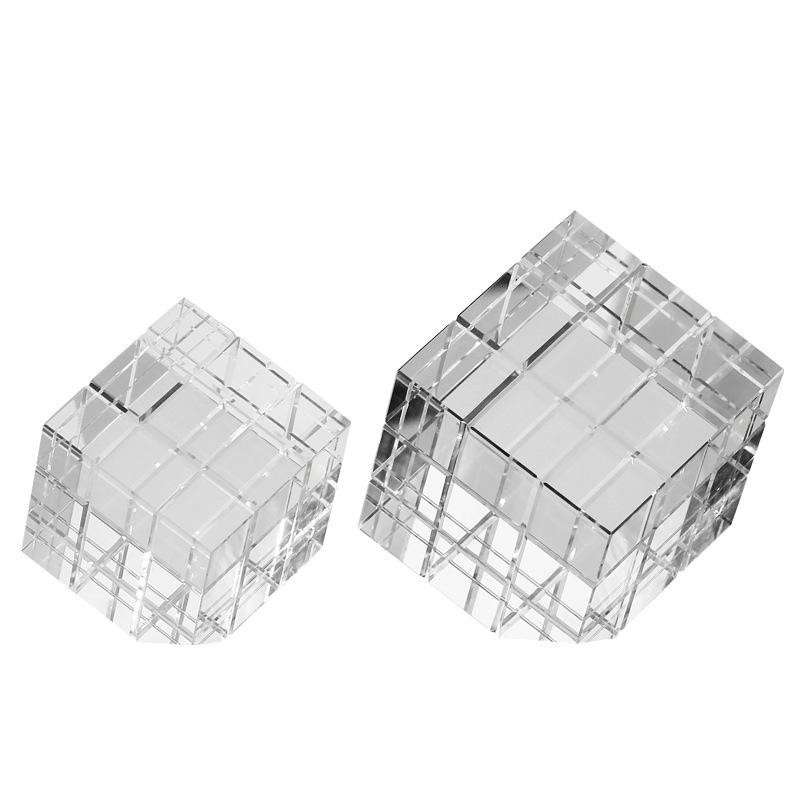 Yiran Furniture Rubik's Cube Glas Ornament in Weiß und Transparent für Wohnzimmer und Büro - Bild 1