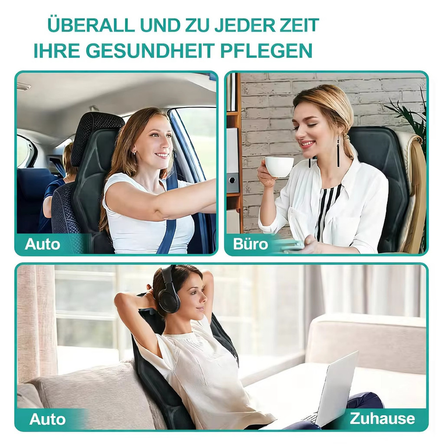 HIMOUTA Massage-Sitzkissen mit Heizfunktion und Ganzkörper-Vibration in Schwarz - Bild 4