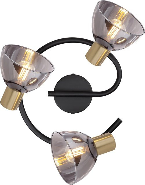 Globo Lighting Deckenstrahler Jay 3-flammig in Schwarz und Bronzefarben mit verstellbaren Leuchten aus Metall und Glas - Bild 1