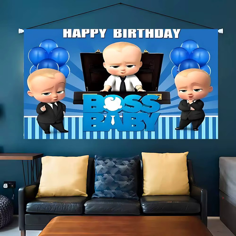 FunnyD Fotohintergrund B-Baby Film Cartoon Dekoration in Blau für Kindergeburtstage und Jubiläen, B/H: 120 x 70 cm - Bild 3