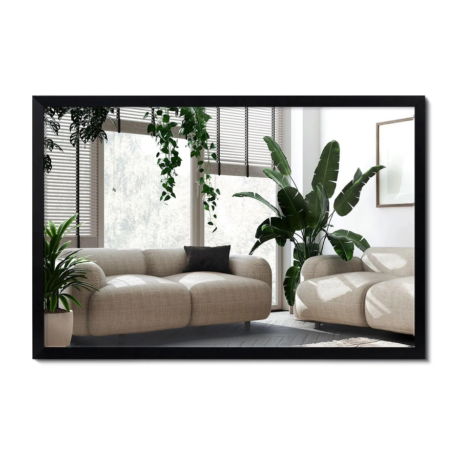 Wallfluent Rechteckiger Spiegel mit MDF-Holzrahmen in Schwarz, Breite: 40 cm, Höhe: 60 cm - Bild 2