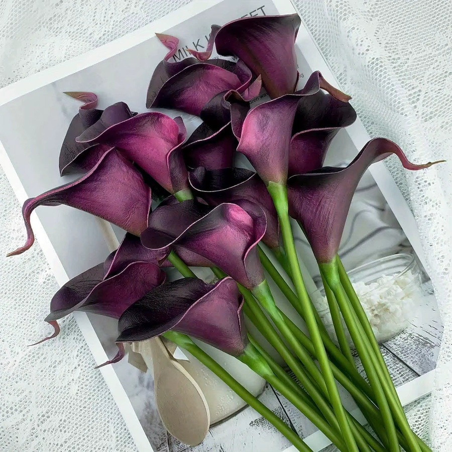 6 Stück künstliche Calla-Lilien von MUFU in Weiß aus PU für Tischdekoration und Hochzeiten - Bild 2