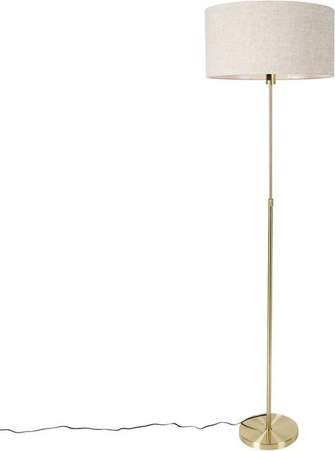 QAZQA Stehlampe verstellbar in Gold mit grauem Stoffschirm, dimmbar, Höhe: 173 cm - Bild 1