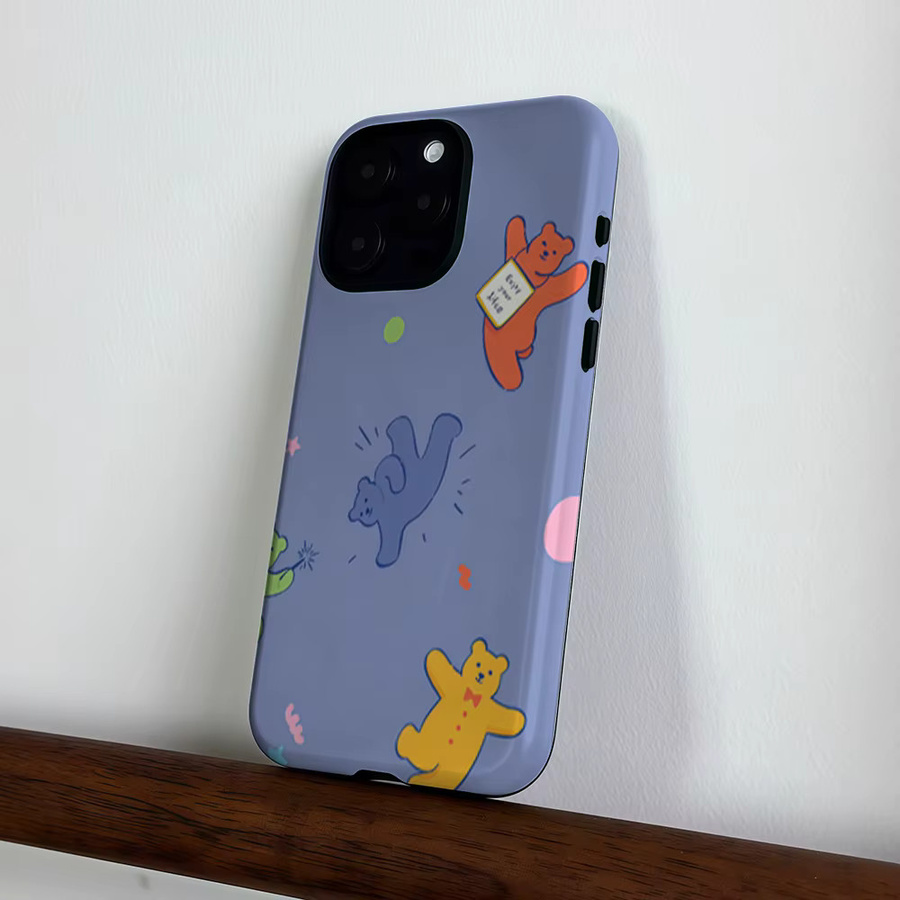 CaseLumi Matte Bumper MagSafe Hülle für iPhone 17 16 15 14 13 Pro Max mit bunten Bären-Motiven in Multicolour - Bild 3
