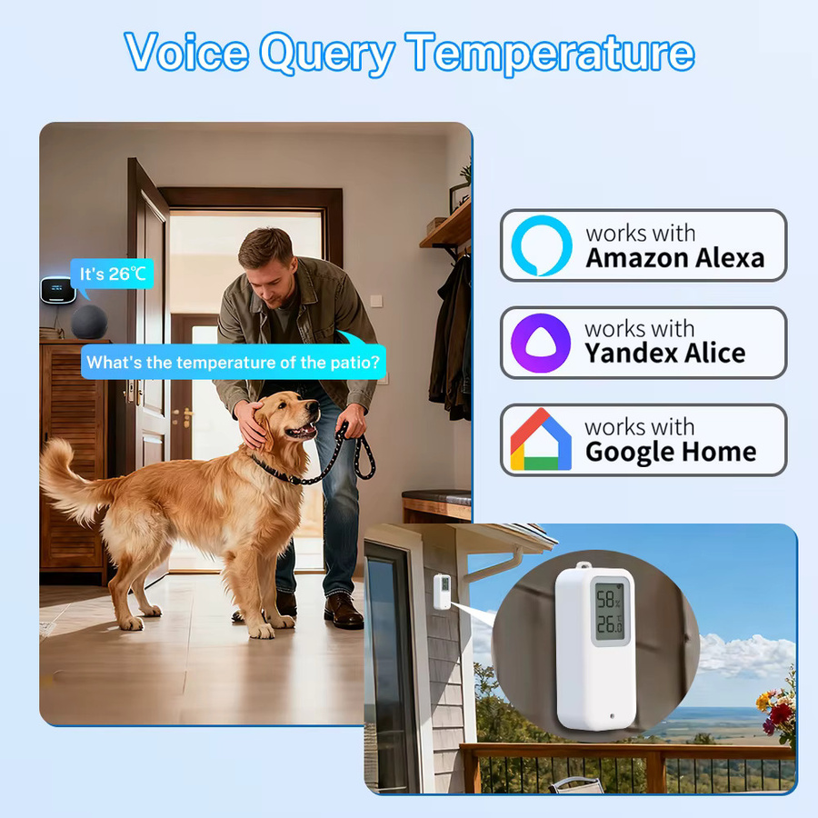 Tuya Mini Smart WiFi Thermometer Hygrometer in Weiß, IP65 Wasserdicht, Temperatur und Feuchtigkeit Sensor mit SmartLife Integration für Alexa und Yandex - Bild 3