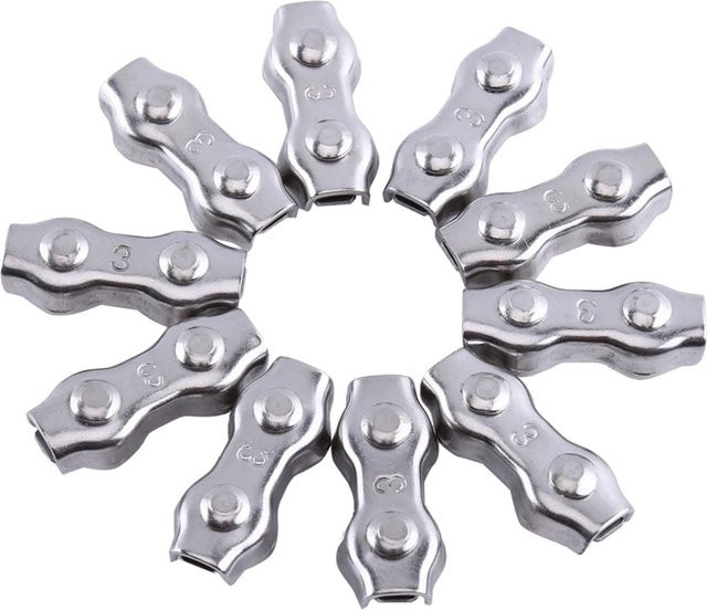 10 Stück Meterk M3 Duplex Clips aus Edelstahl in Silber und Weiß zur Befestigung von Draht, Kabeln und Seilen - Bild 1