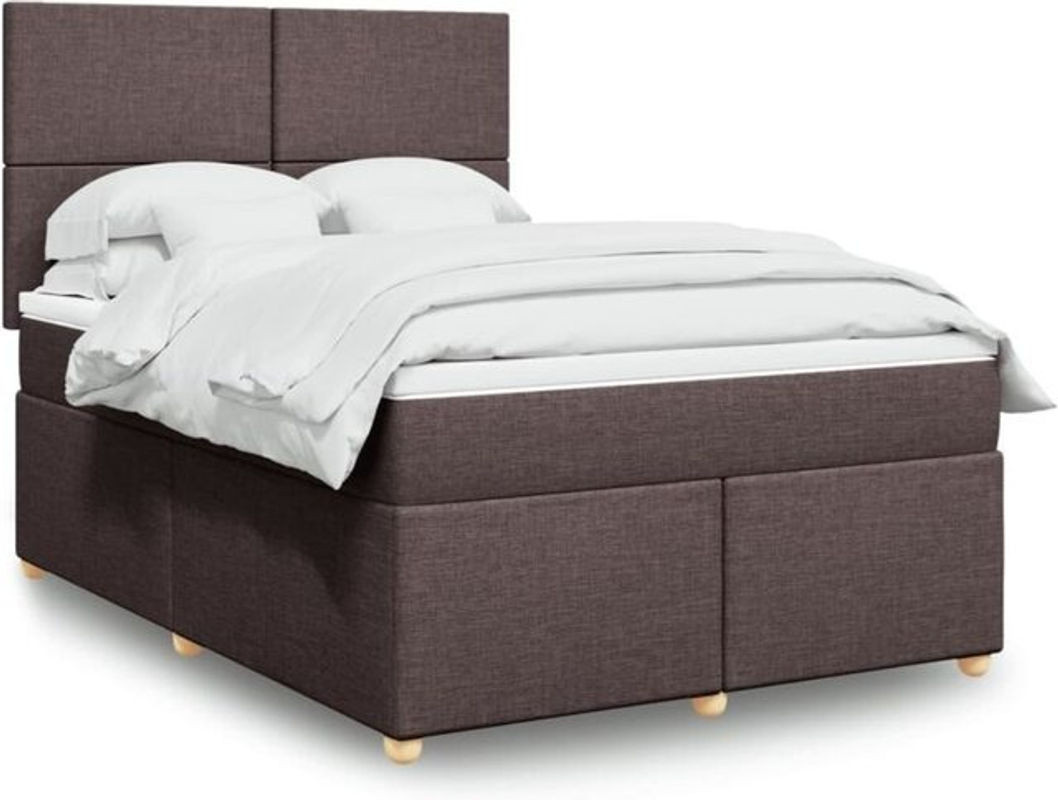vidaxl Boxspringbett mit Matratze in Braun und Weiß aus Stoff und Holzwerkstoff, B/T/H: 140 x 200 cm - Bild 1