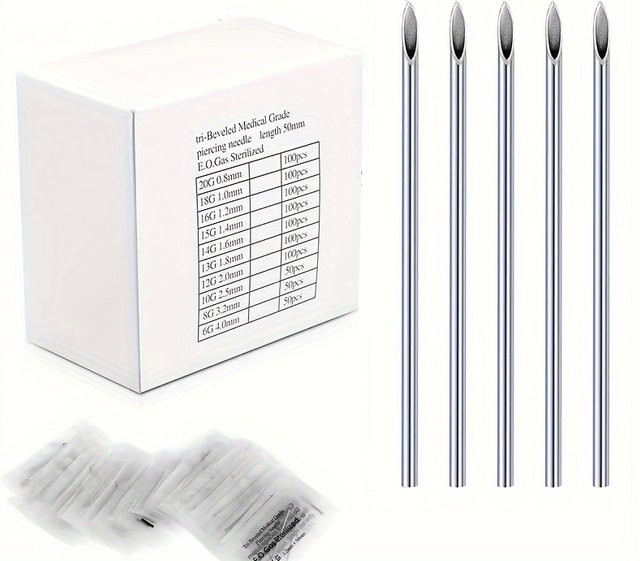 cjmio Einweg Tattoo Piercing Nadeln, 100 Stück, verschiedene Größen - Bild 1
