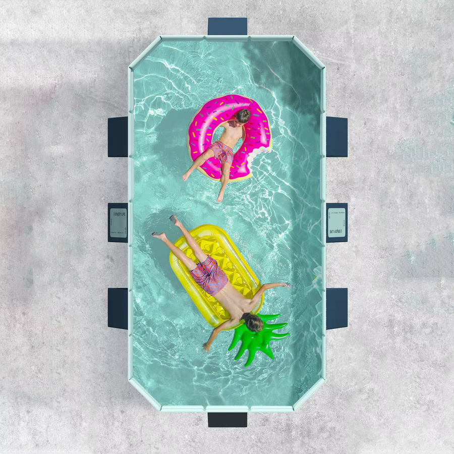 Faltbarer XXL-Schwimmpool für Garten und Zuhause, rechteckiger aufblasbarer Badepool, B/T/H: 160 x 120 x 47 cm - Bild 3