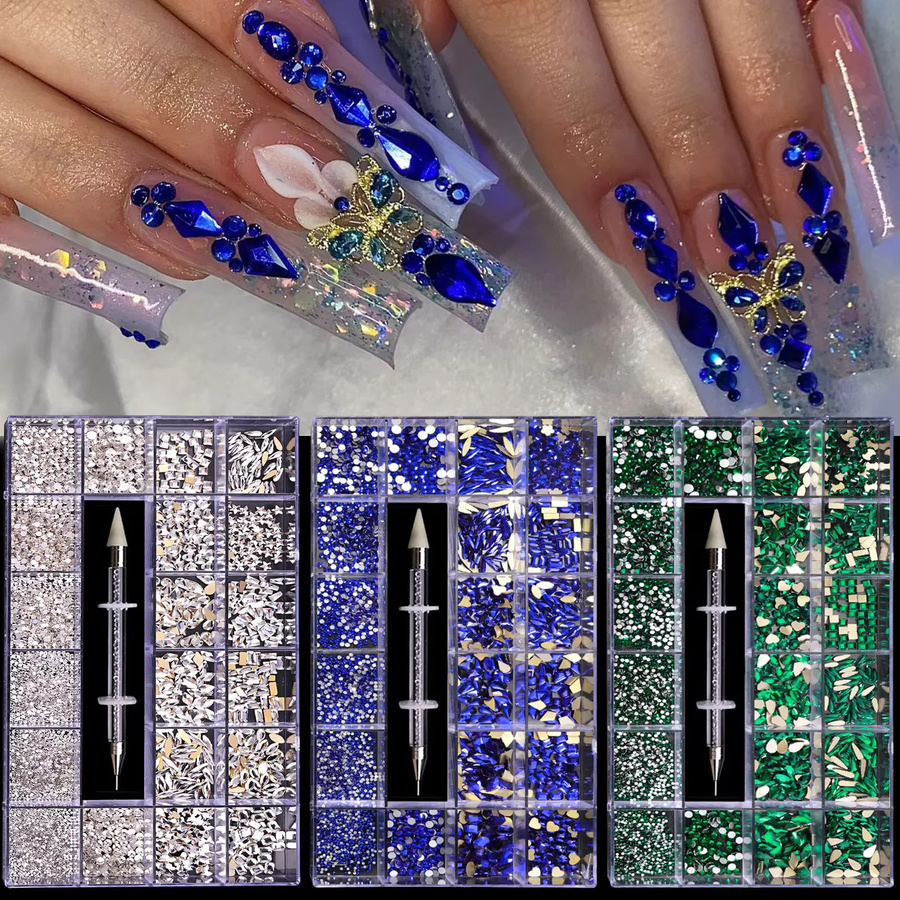 Misscheering Nagelkunst-Dekoration, weiße Strasssteine, glänzend, Unisex - Bild 4
