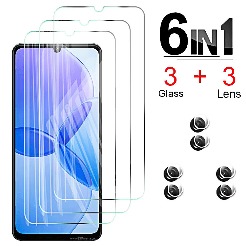 Xiaomi Displayschutz aus gehärtetem Glas für Redmi 13R 13C 5G und Redmi Note 13 12 11 10 9 8 Pro 12c 10c 9c inkl. Kameraobjektivfolie, transparent - Bild 1