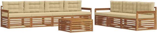 vidaXL Outdoor-Sofagarnitur 8-teilig aus Akazienholz mit Kissen in Natur und Beige - Bild 1