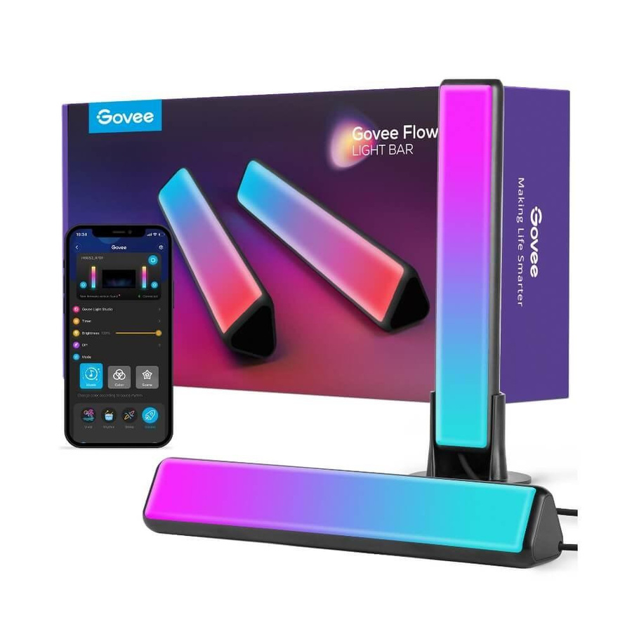Govee Flow Plus RGBICWW LED Light Bars mit WiFi und Bluetooth, Multicolour Akzentbeleuchtung für TV und Tisch, Schwarz - Bild 3