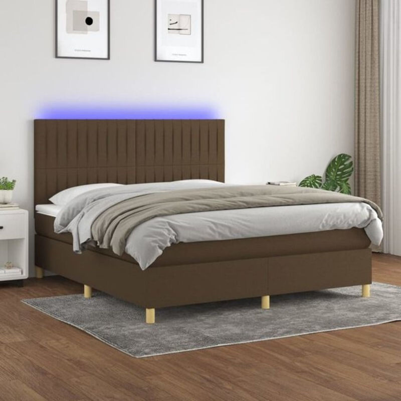 Vidaxl Boxspringbett mit Matratze in Braun und Weiß aus Stoff und Holzwerkstoff, B/T/H: 180 x 200 x 118 cm - Bild 1
